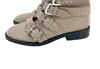 Topshop Paige Nude Leather Studded Buckle Straps Ankle Boots In Beige