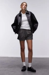 Topshop Pinstripe Boxer Shorts In Gray - Part Of A Set In Grey