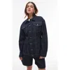 Topshop Denim Cinch Detail Jacket In Indigo Stripe-blue In Indigo