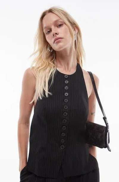 TOPSHOP TOPSHOP PINSTRIPE HALTER VEST