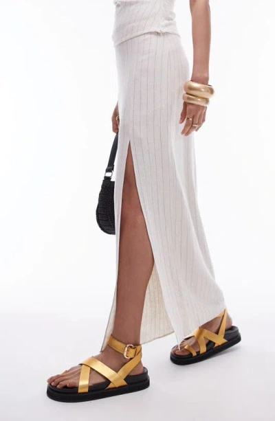 Topshop Pinstripe Maxi Skirt In Beige