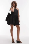 Topshop Pintucked Halterneck Romper In Black