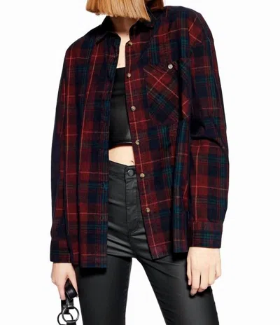 Topshop Plaid Corduroy Shirt In Multicolor