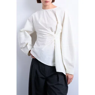 Topshop Pleat Front Asymmetric Top In White