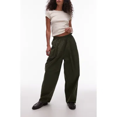 Topshop Pleated Balloon Jogger Pants In Green