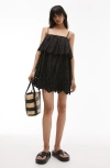 TOPSHOP TOPSHOP PLEATED BRODERIE MINIDRESS