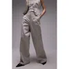 Topshop Heavy Linen Seamed Wide Leg Pants In Ecru-white In Cream