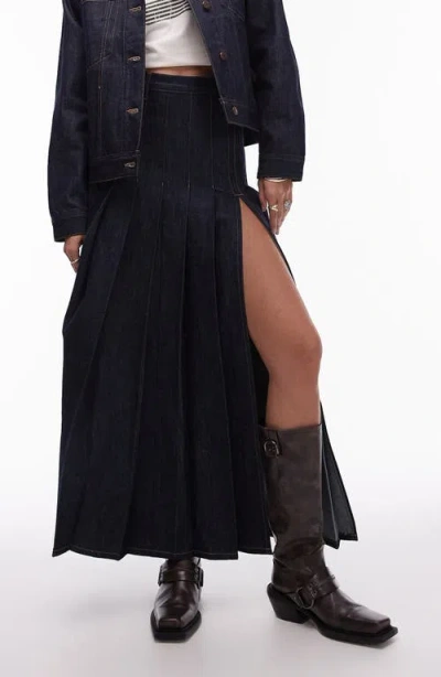 Topshop Denim Boxy Jacket In Raw Indigo-blue