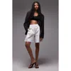 Topshop Pleated High Waist A-line Twill Shorts