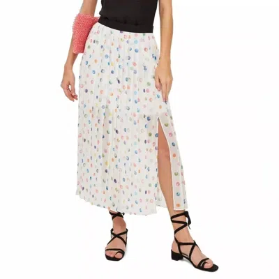 Topshop Pleated Polka Dot Skirt In White