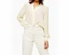 Topshop Pole Situation Button Down Silk Shirt In Ivory In Multi