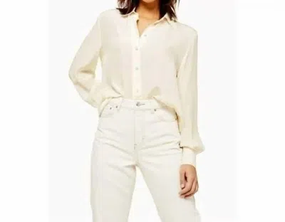 Topshop Pole Situation Button Down Silk Shirt In Ivory In Multi