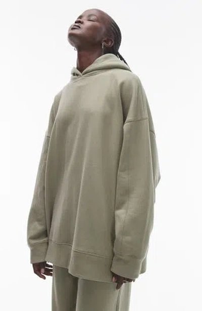 Topshop Premium Oversize Hoodie In Brown