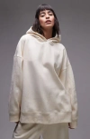 Topshop Premium Oversized Hoodie In Ecru-white In Ivory