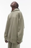 Topshop Premium Oversized Hoodie In Khaki - Part Of A Set-green In Khaki