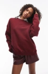 Topshop Premium Seam Detail Sweatshirt In Burgundy-red In Burgundy