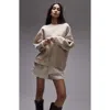 Topshop Premium Seam Detail Sweat In Oat Heather-neutral In Cream