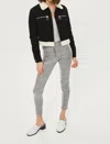 Topshop Prince Of Wales Coated Houndstooth Zip Treggings In Black/white In Multi