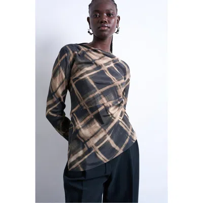 Topshop Print Asymmetric Top In Multi