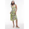Topshop Scoop Neck Satin Slip In Abstract Floral-multi In Grey Multi