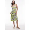 Topshop Scoop Neck Satin Slip In Abstract Floral-multi In Grey Multi