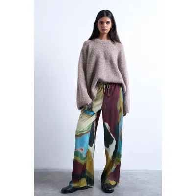 Topshop Printed Wide Leg Pants In Multi