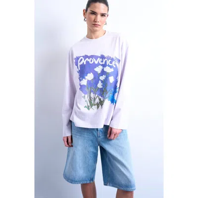 Topshop Provence Graphic Long Sleeve T-shirt In White