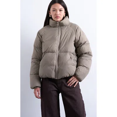 Topshop Puffer Bomber Jacket In Gray