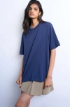 Topshop Relaxed Fit Cotton T-shirt In Blue