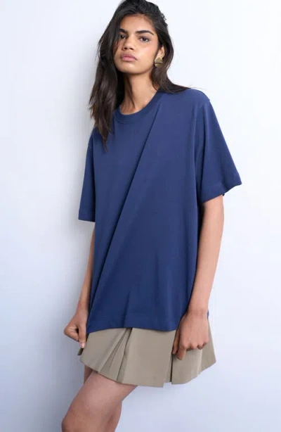 Topshop Relaxed Fit Cotton T-shirt In Blue