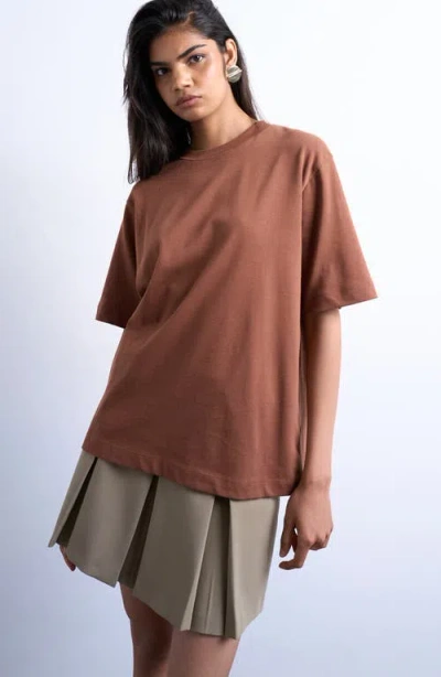 Topshop Relaxed Fit Cotton T-shirt In Brown