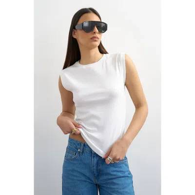Topshop Rib Boyfriend Tank In White