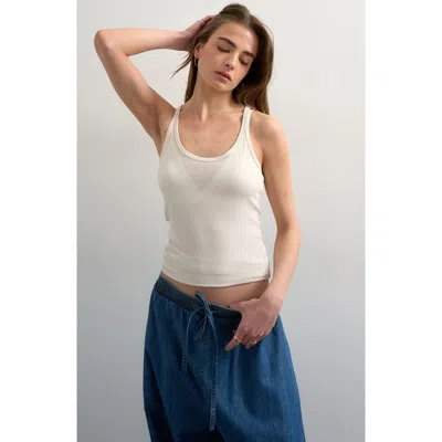 Topshop Rib Semi Sheer Racerback Tank In White