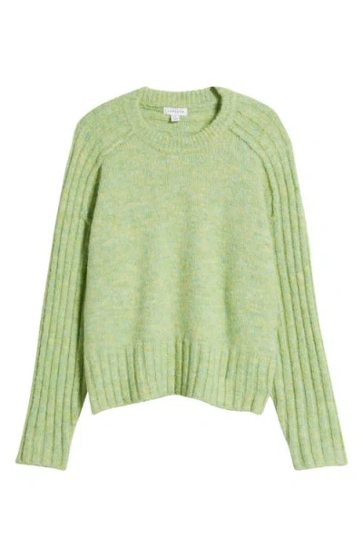 Topshop Rib Sleeve Sweater In Green