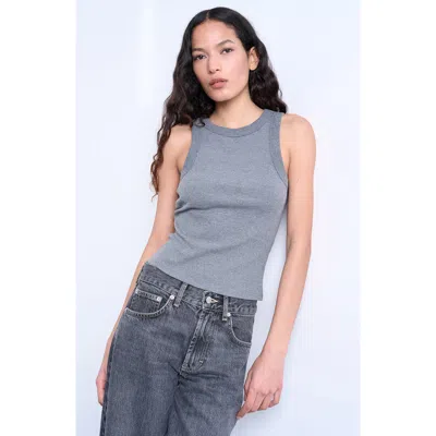 Topshop Rib Tank In Gray