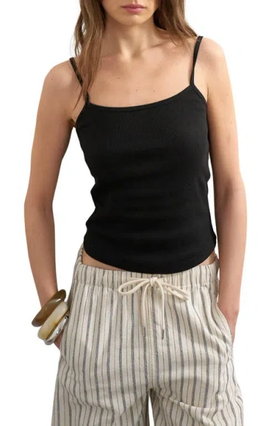 Topshop Ribbed Micro Camisole In Black