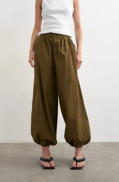 Topshop Ripstop Cotton Balloon Pants In Green