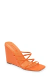 Topshop Wide Fit Rocco Strippy Heeled Wedge In Orange In Orange
