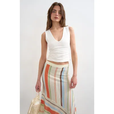 Topshop Ruched Side Crop Stretch Cotton Tank In White