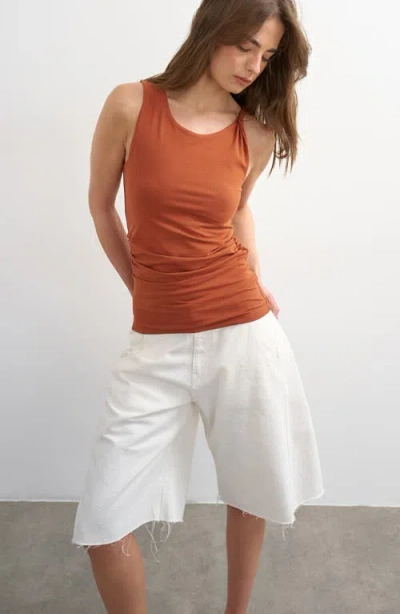 Topshop Ruched Side Tank In Red