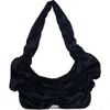Topshop Ruched Velvet Shoulder Bag In Black