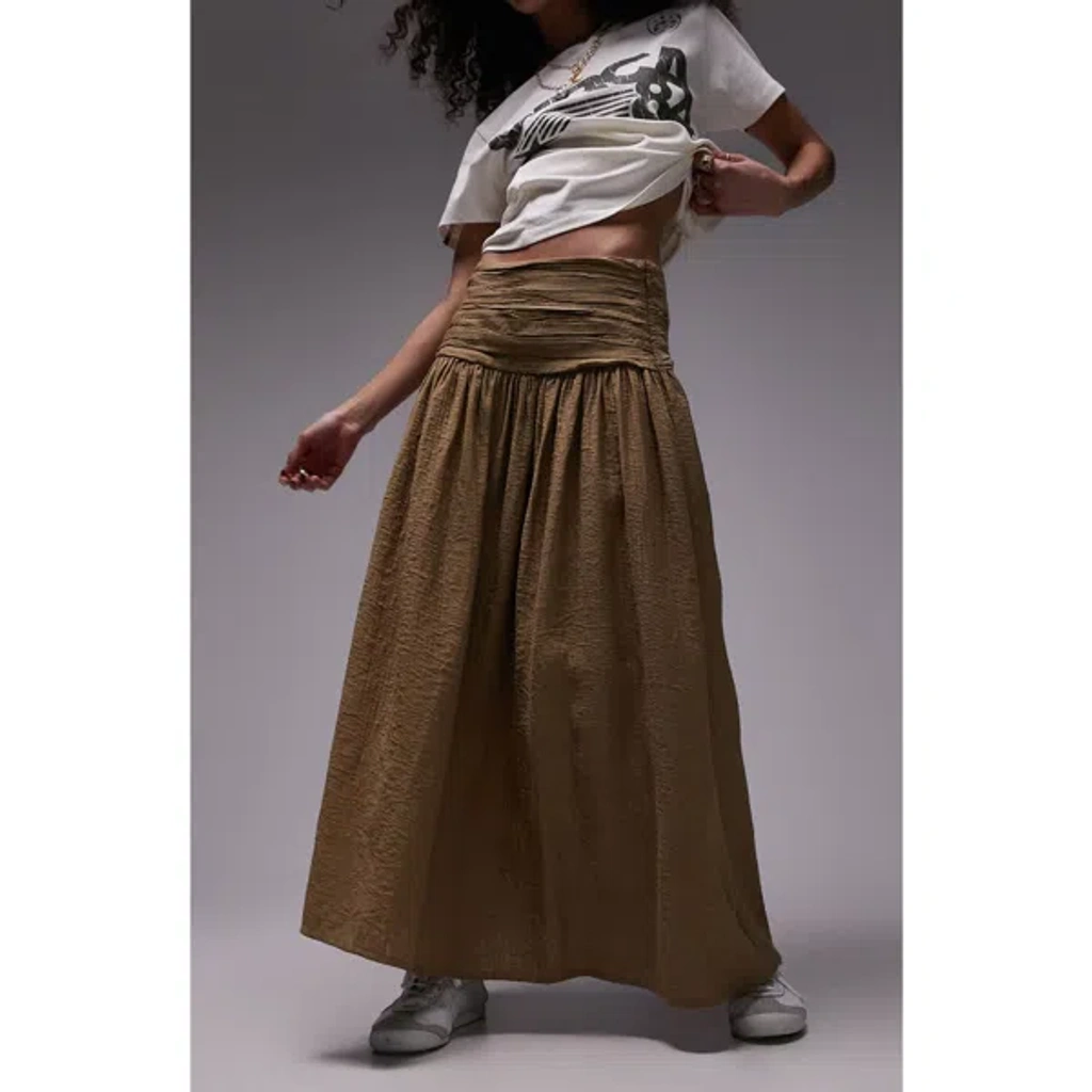 Green maxi skirt medium hot sale