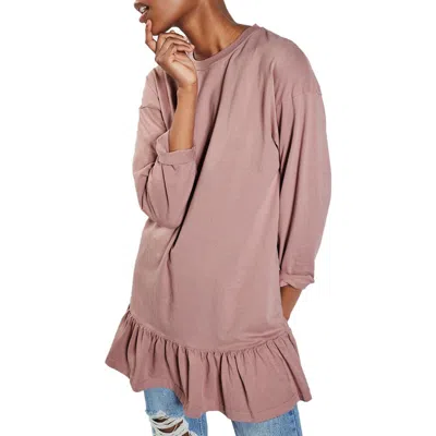 Topshop Ruffle Hem Tunic In Dusty Pink