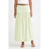 Topshop Ruffle Seam Poplin Maxi Skirt In Green