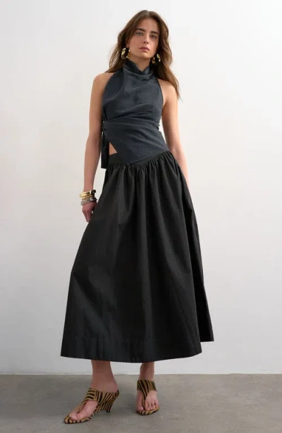 Topshop Saloon Maxi Skirt In Black