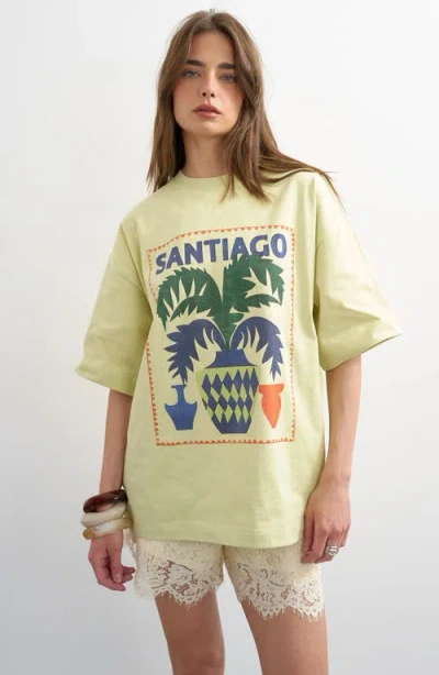 Topshop Santiago Oversize Graphic T-shirt In Yellow