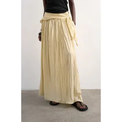 Topshop Sash Tie Crinkle Maxi Skirt In Yellow