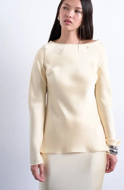 Topshop Satin Cowl Back Top In Yellow