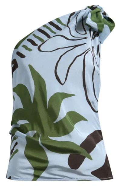Topshop Scarf Print One-shoulder Top In Animal Print