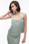Topshop Scoop Neck Cami In Summer Khaki - Part Of A Set-green In Khaki